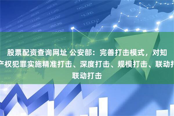 股票配资查询网址 公安部：完善打击模式，对知识产权犯罪实施精准打击、深度打击、规模打击、联动打击